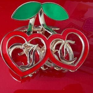 Juicy Couture Red and Gold Hearts Cherries ♥️♥️ Hair Clip 🍒